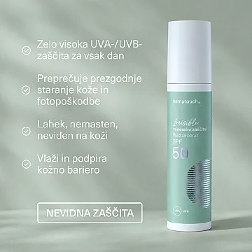 Invisible mineralni zaščitni fluid za obraz SPF 50, 50 ml