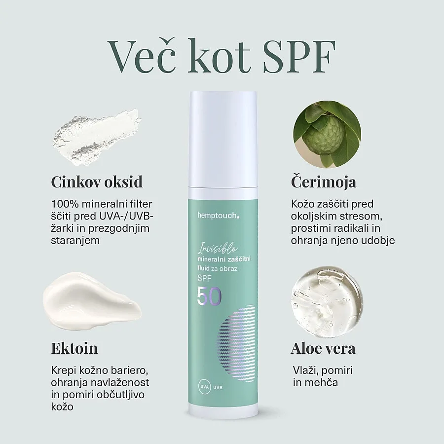 Invisible mineralni zaščitni fluid za obraz SPF 50, 50 ml